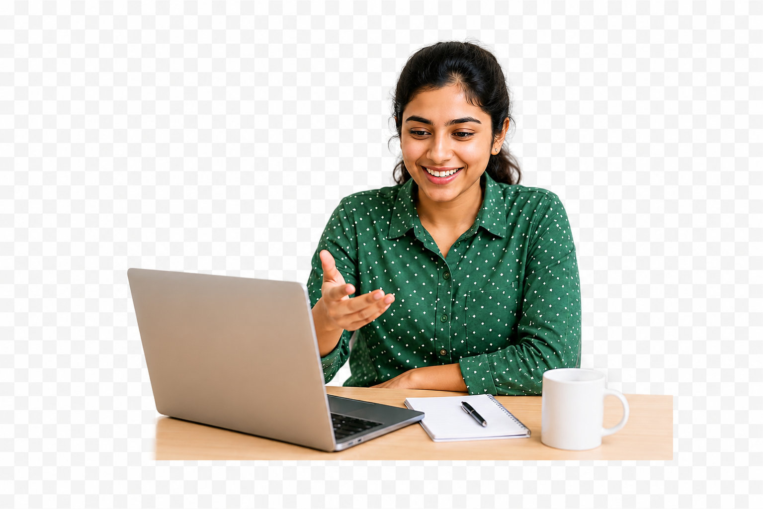 Student practicing spoken English